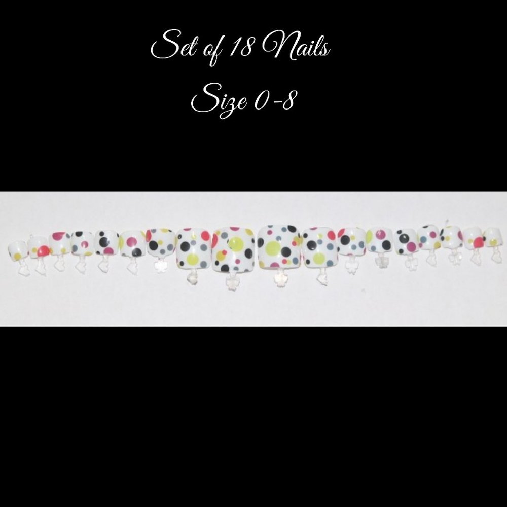 Colourful Polka dots- press on Toe nail set